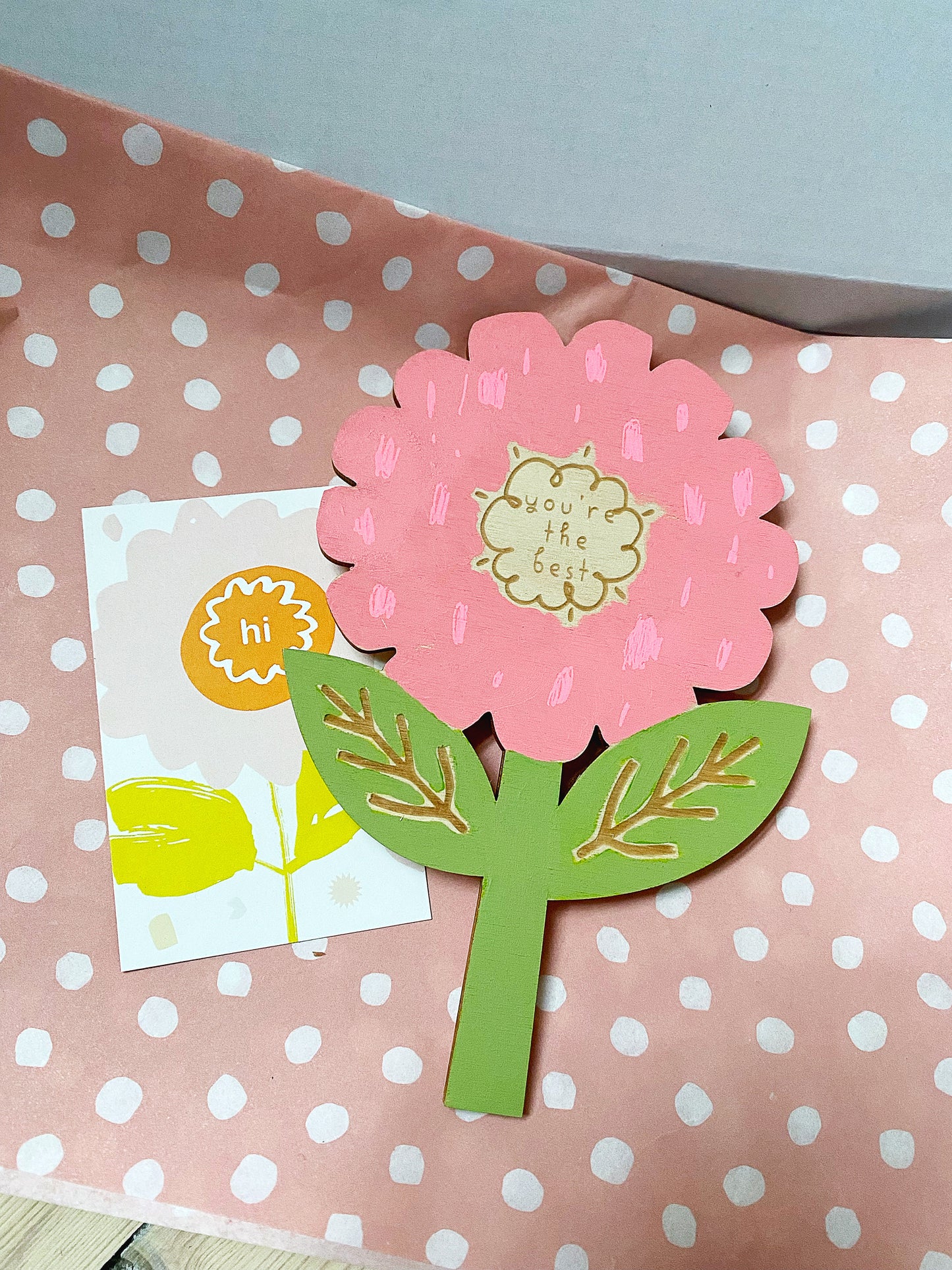 Pink hand-painted flower. You're the best.