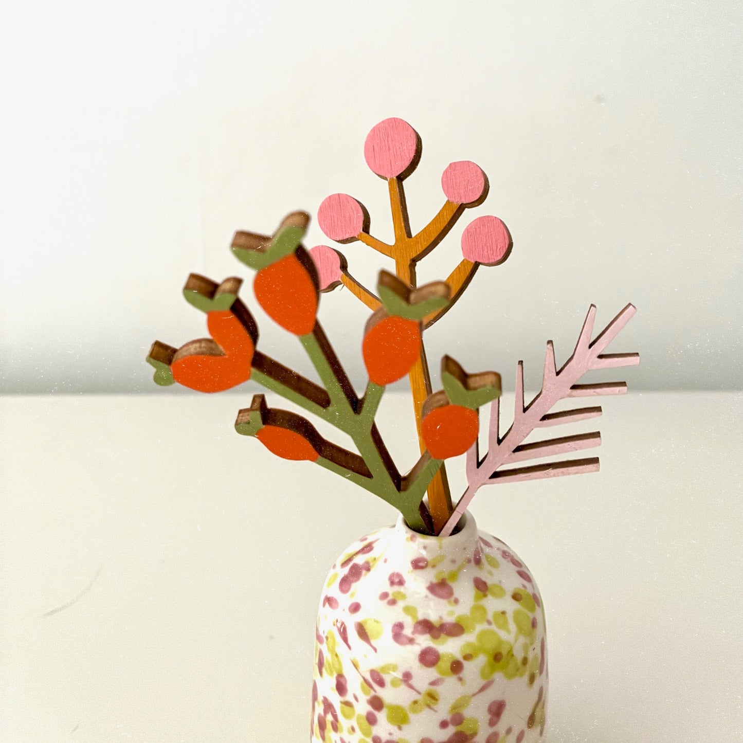 Christmas berry bouquet. Hand-painted wooden foliage.