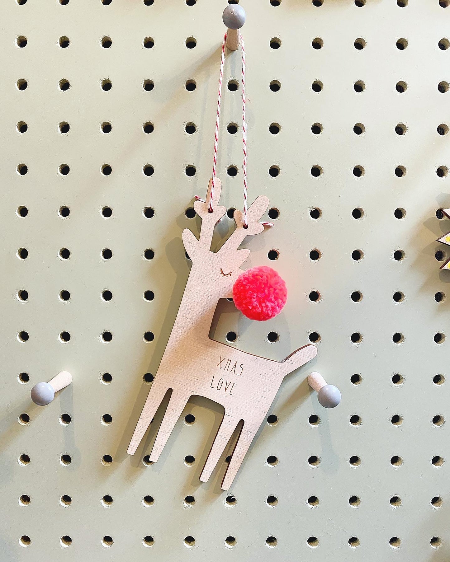 Wooden reindeer Christmas keepsake decoration