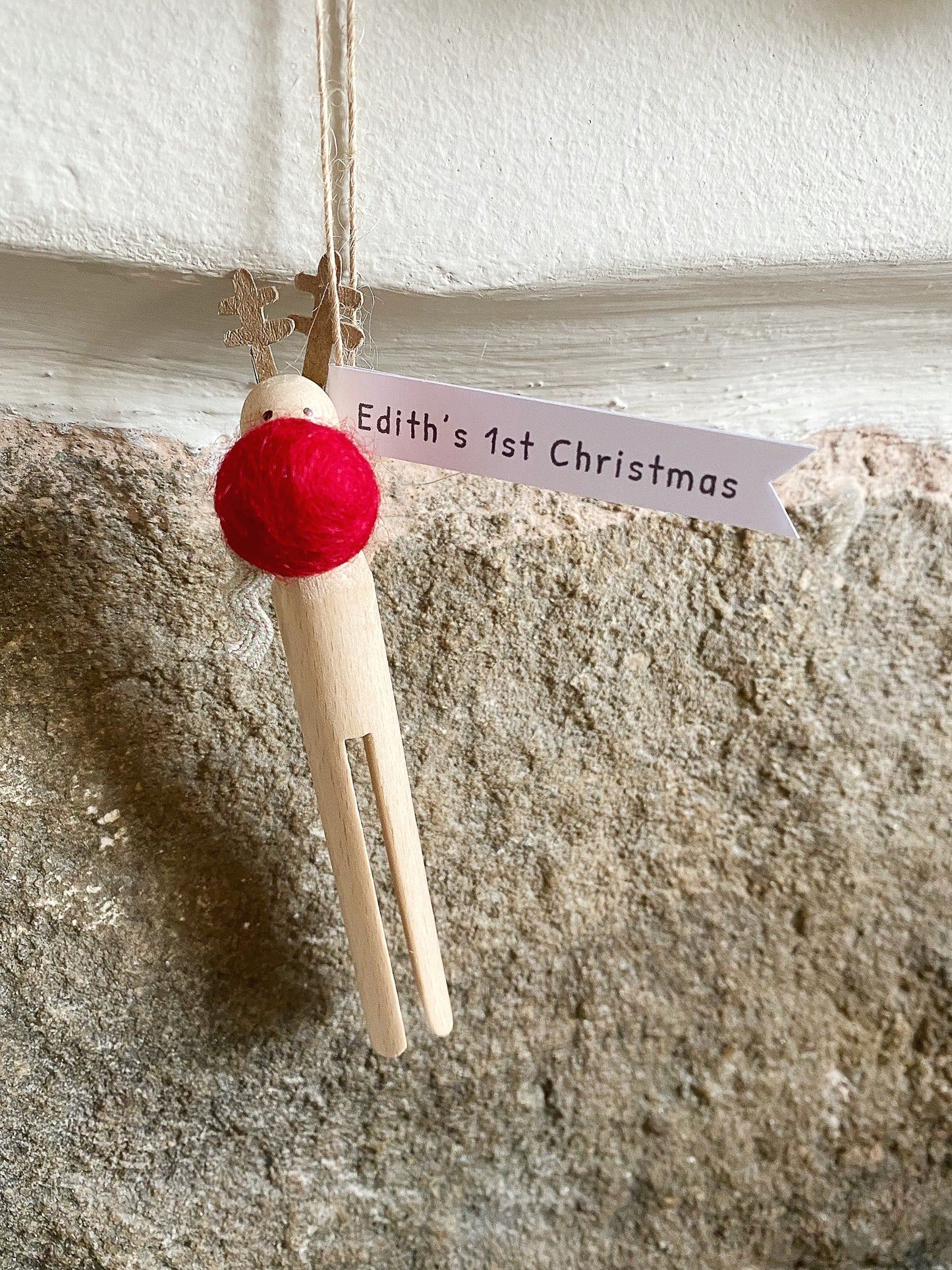 Wooden peg reindeer decoration