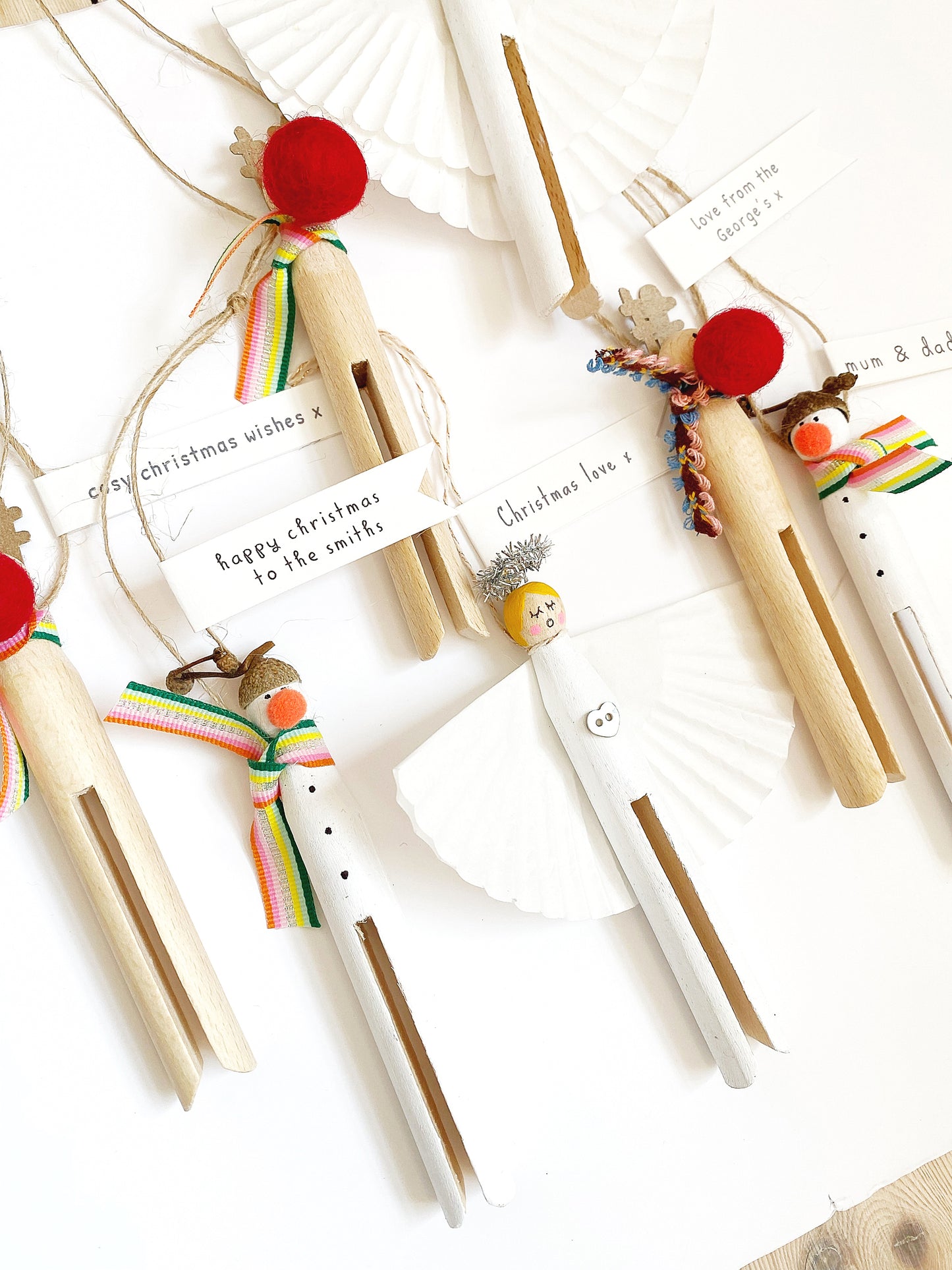 Wooden peg reindeer decoration