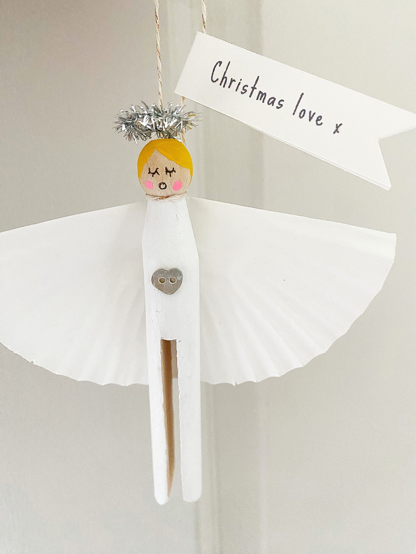 Handpainted angel wooden christmas dolly peg decoration