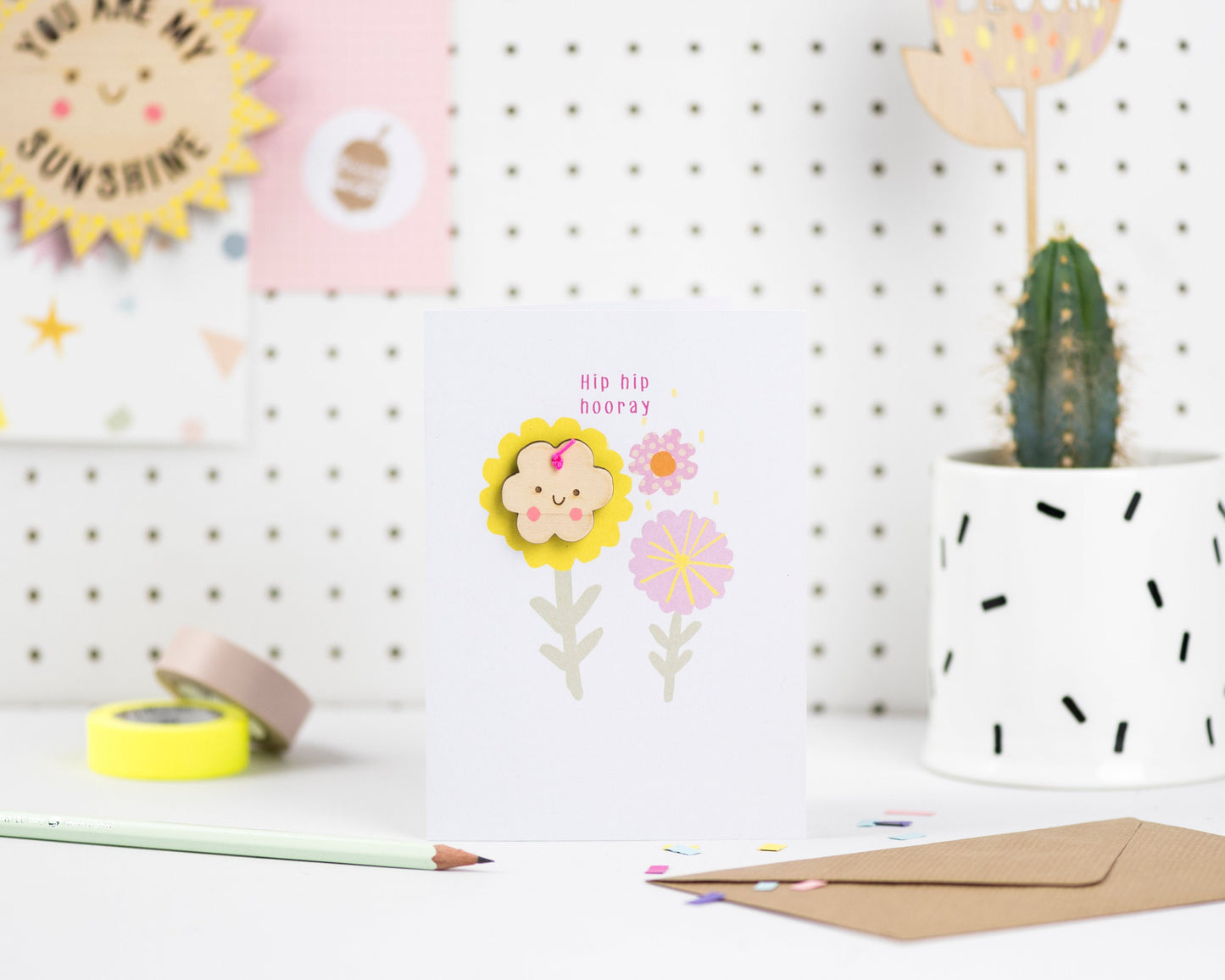 Hip hip hooray floral greeting card