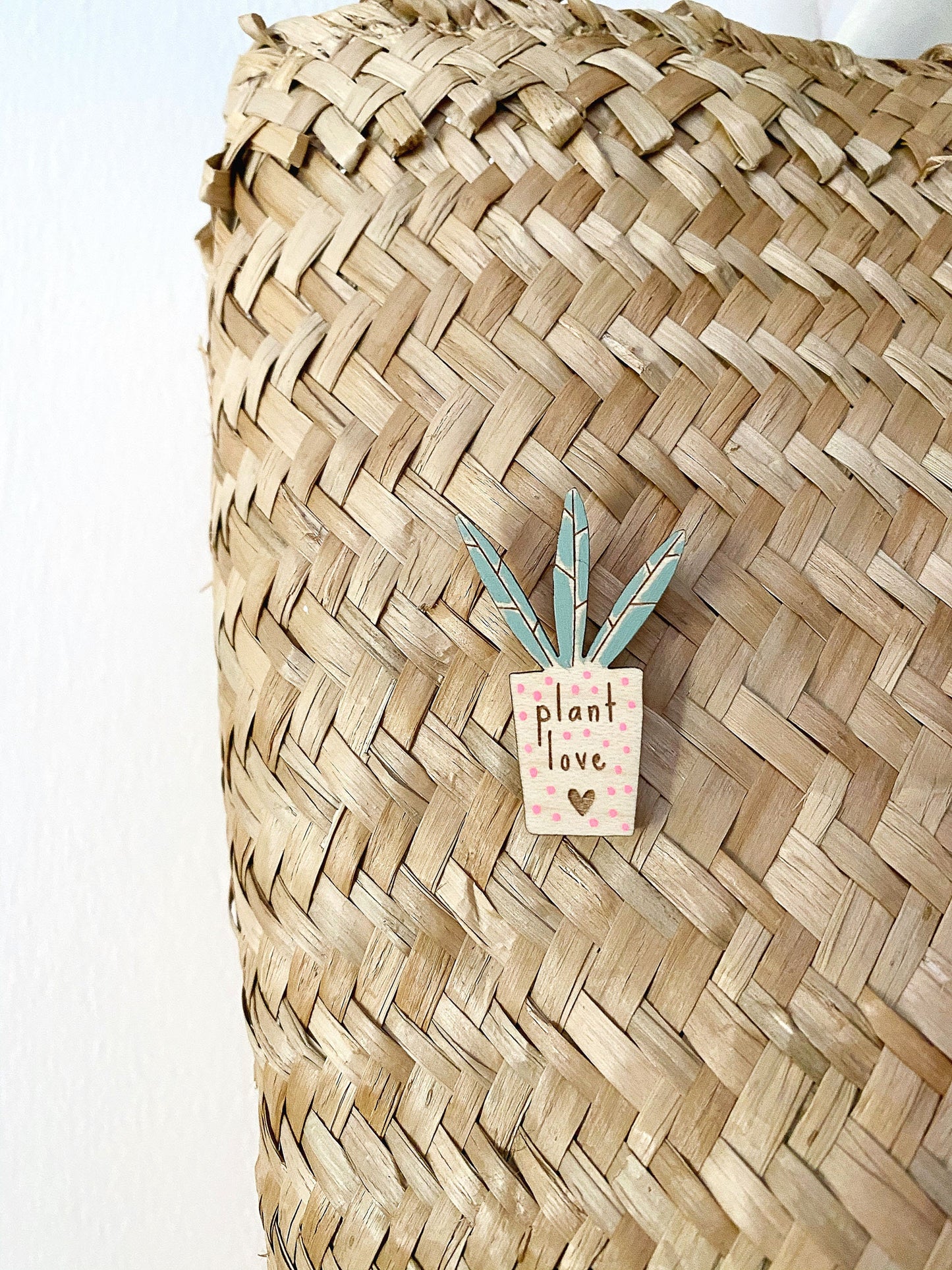 Plant love succulent wooden pin badge