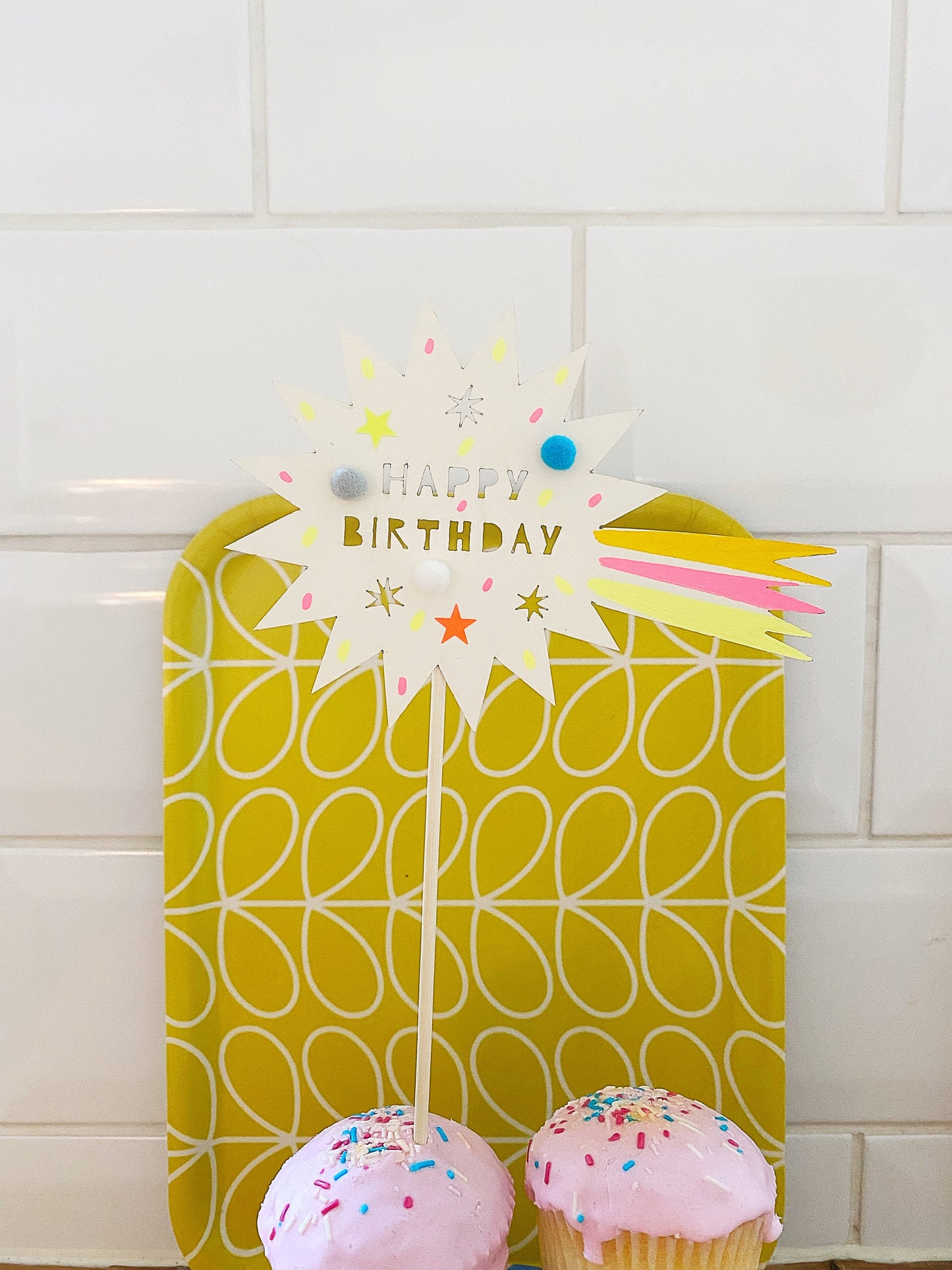 Happy Birthday comet cake topper