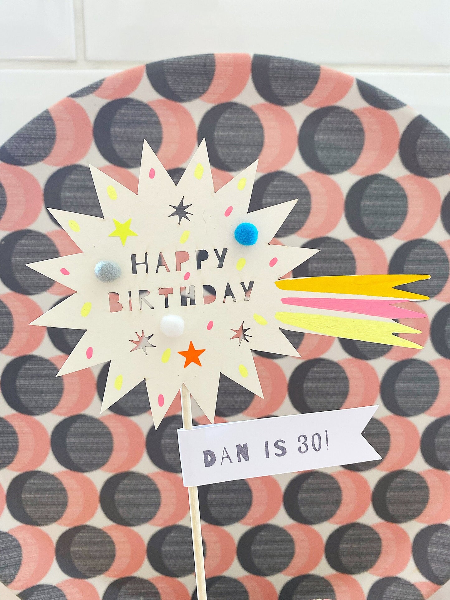 Happy Birthday comet cake topper