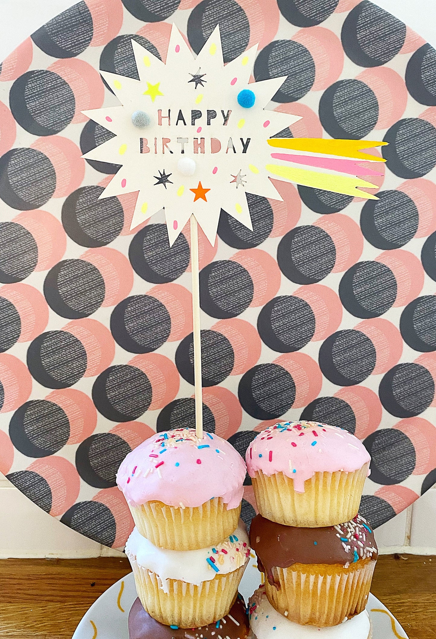 Happy Birthday comet cake topper