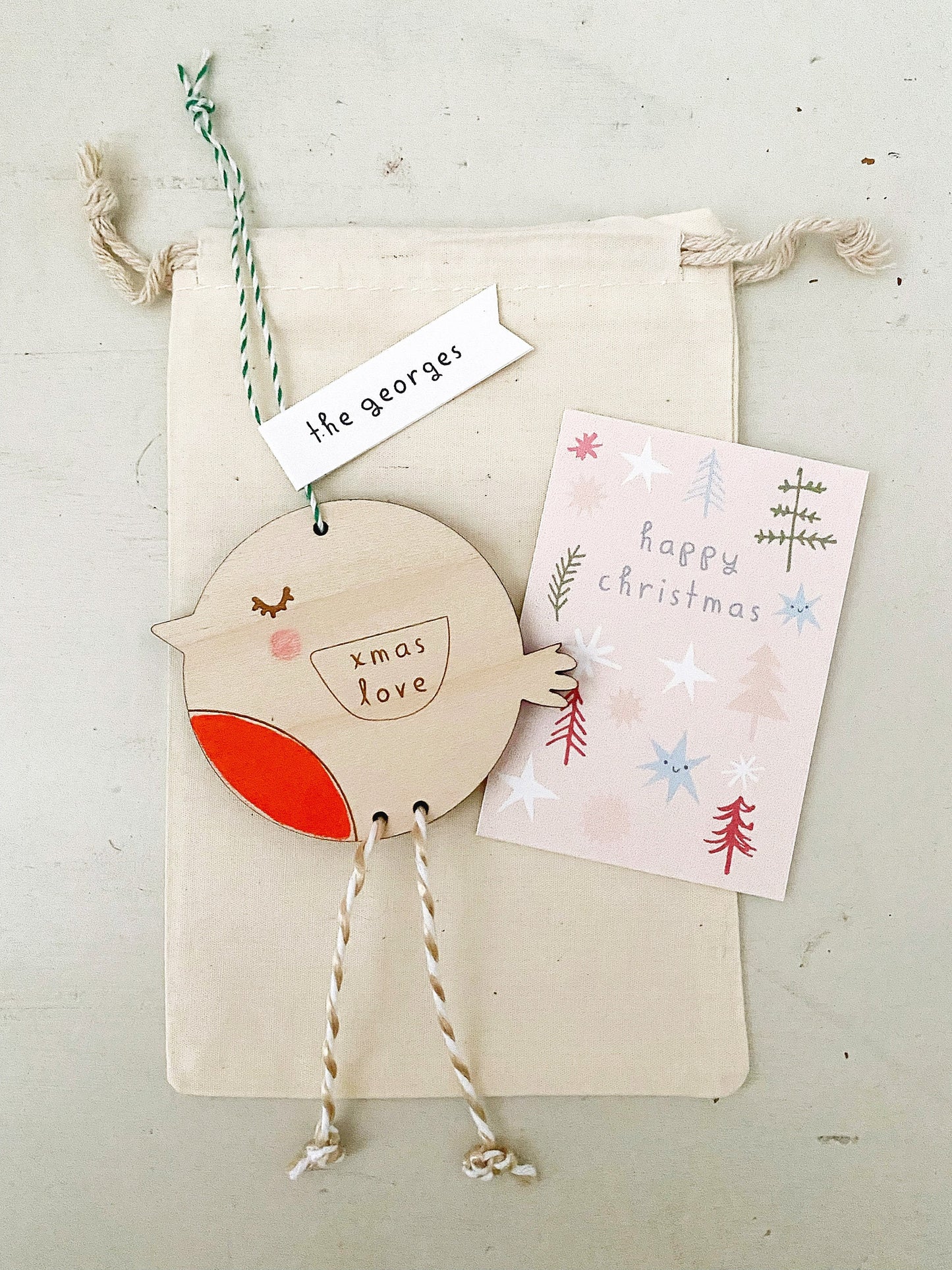 Wooden Christmas robin keepsake decoration