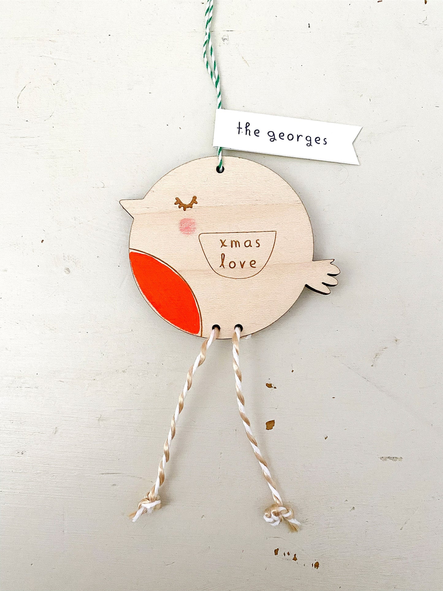 Wooden Christmas robin keepsake decoration