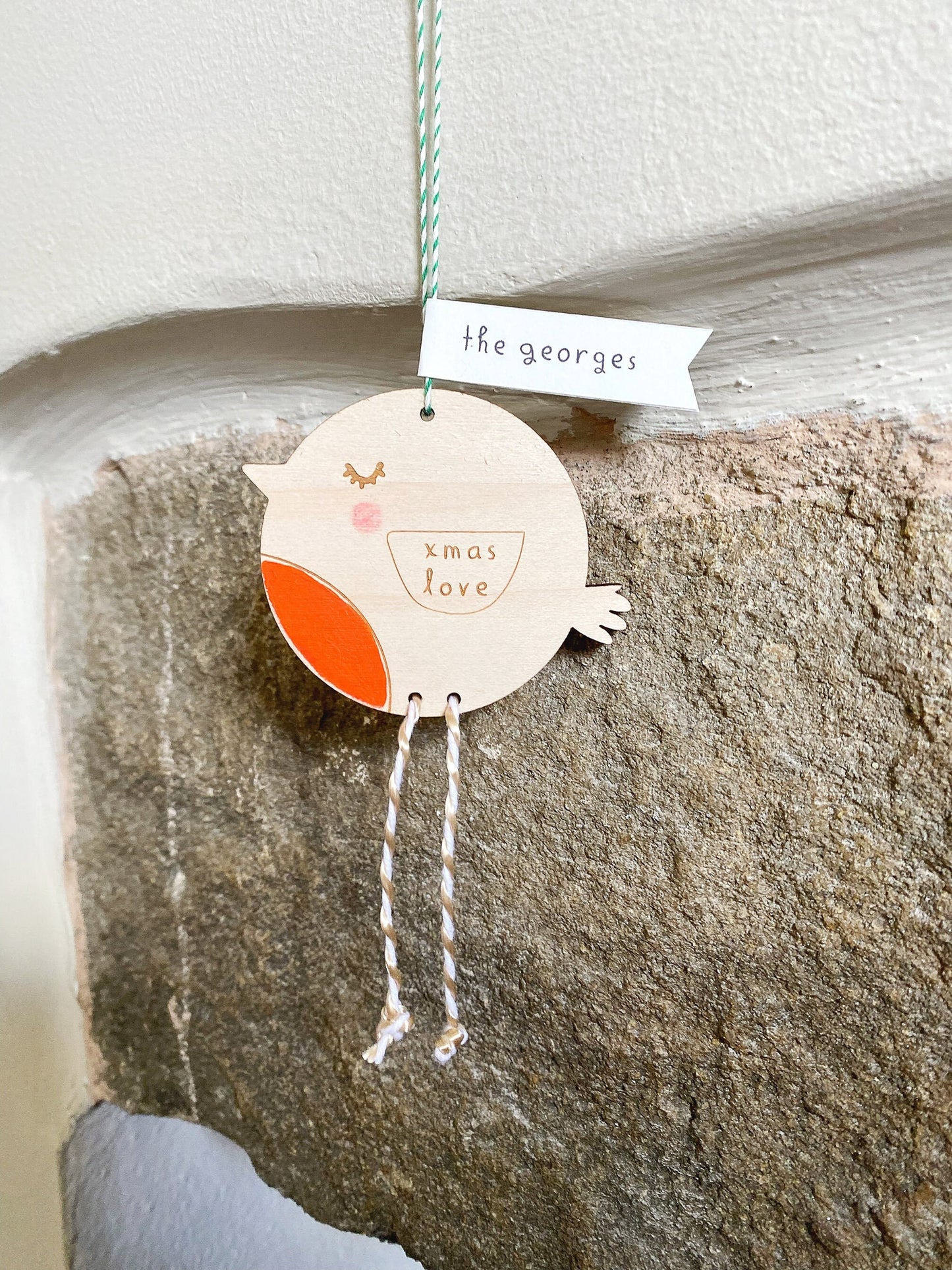 Wooden Christmas robin keepsake decoration