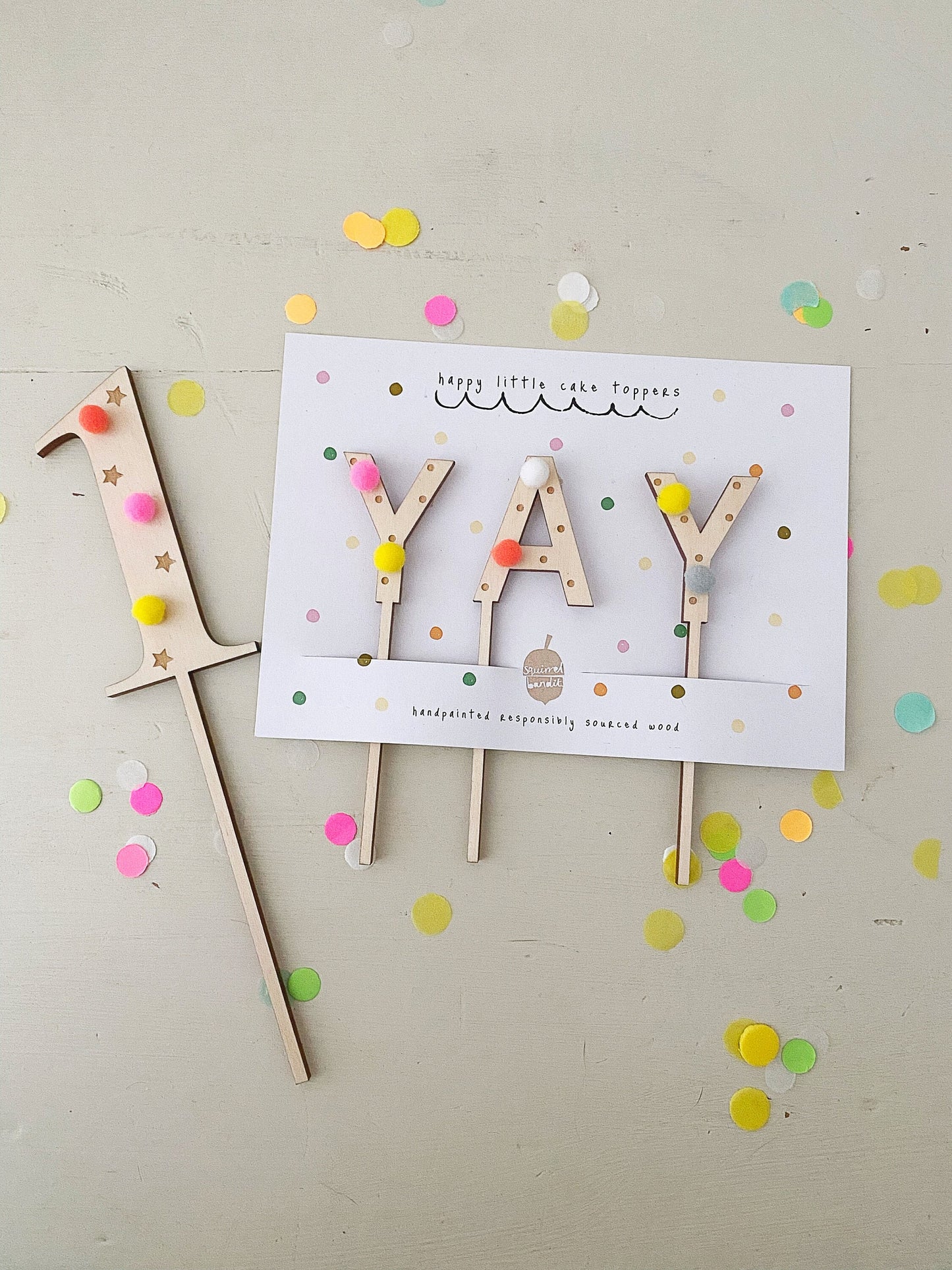 YAY wooden letter cake toppers
