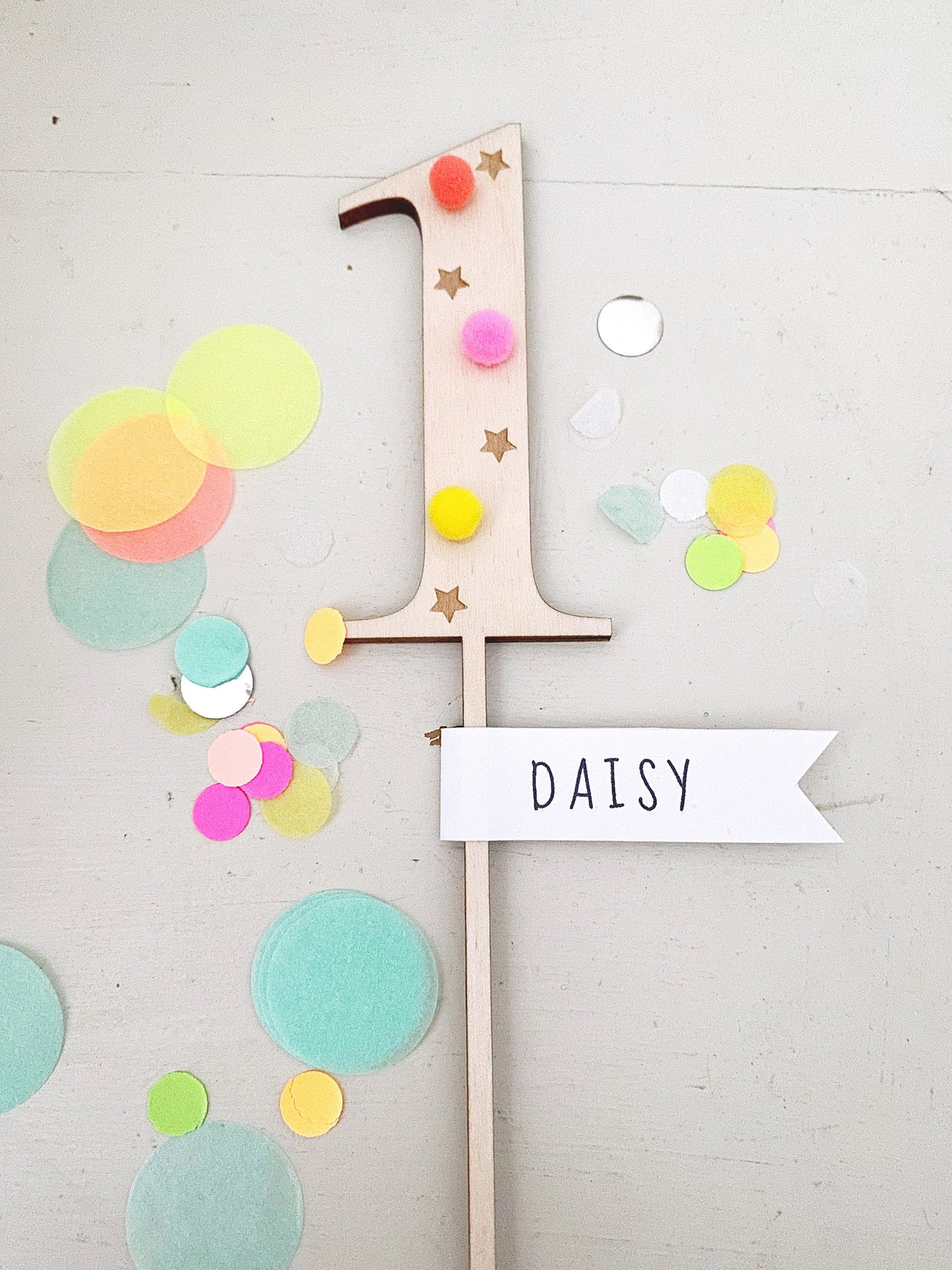 Wooden First Birthday cake topper
