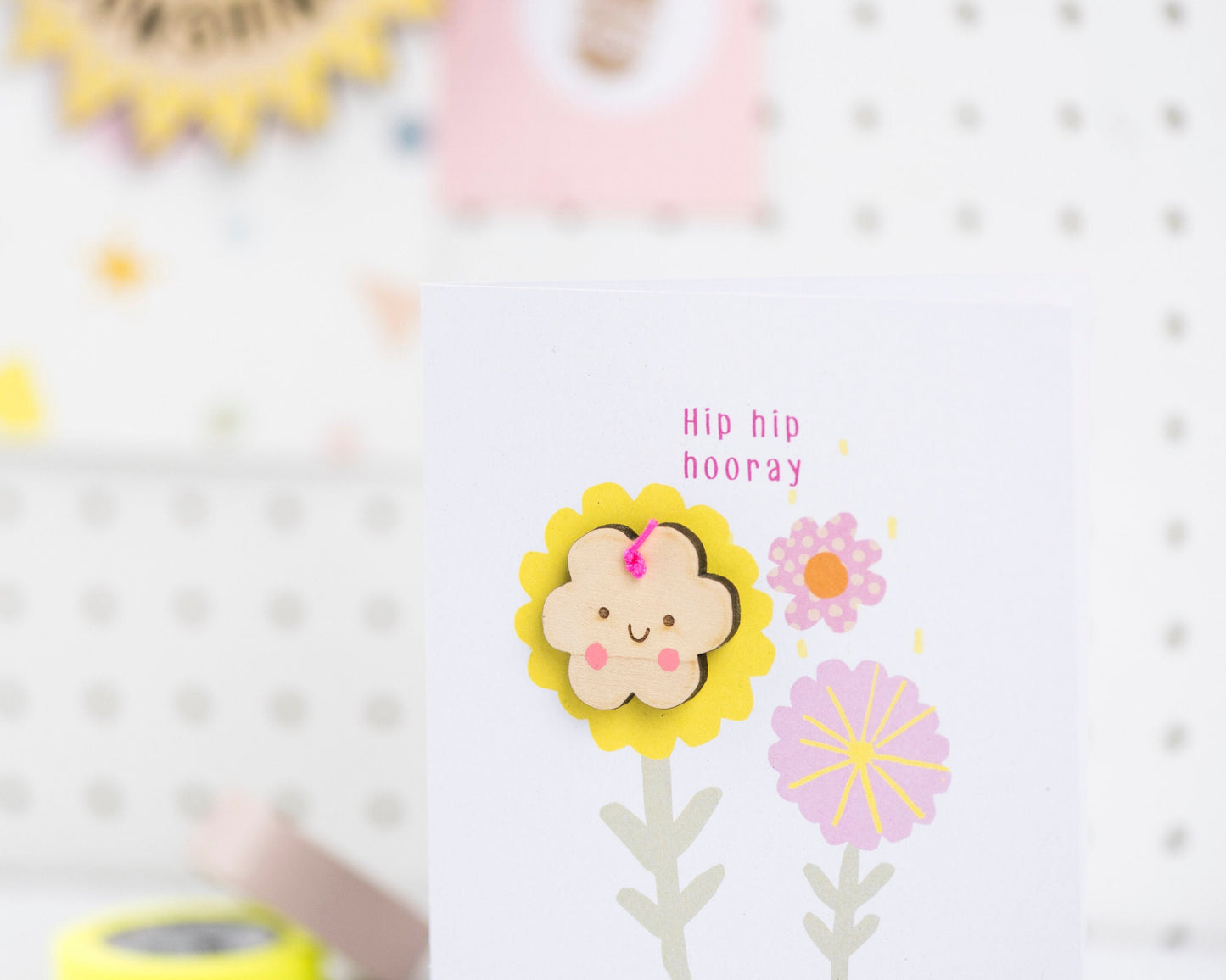 Hip hip hooray floral greeting card