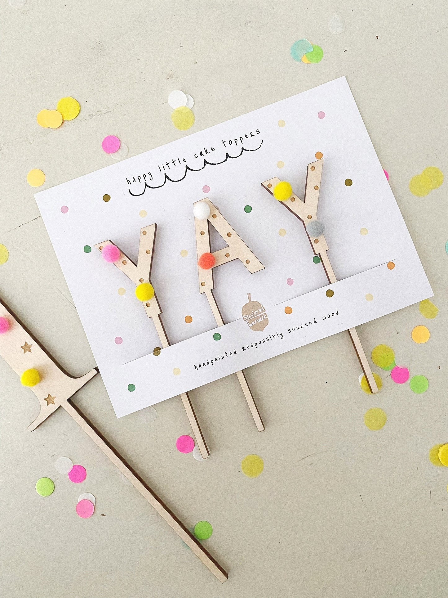 YAY wooden letter cake toppers