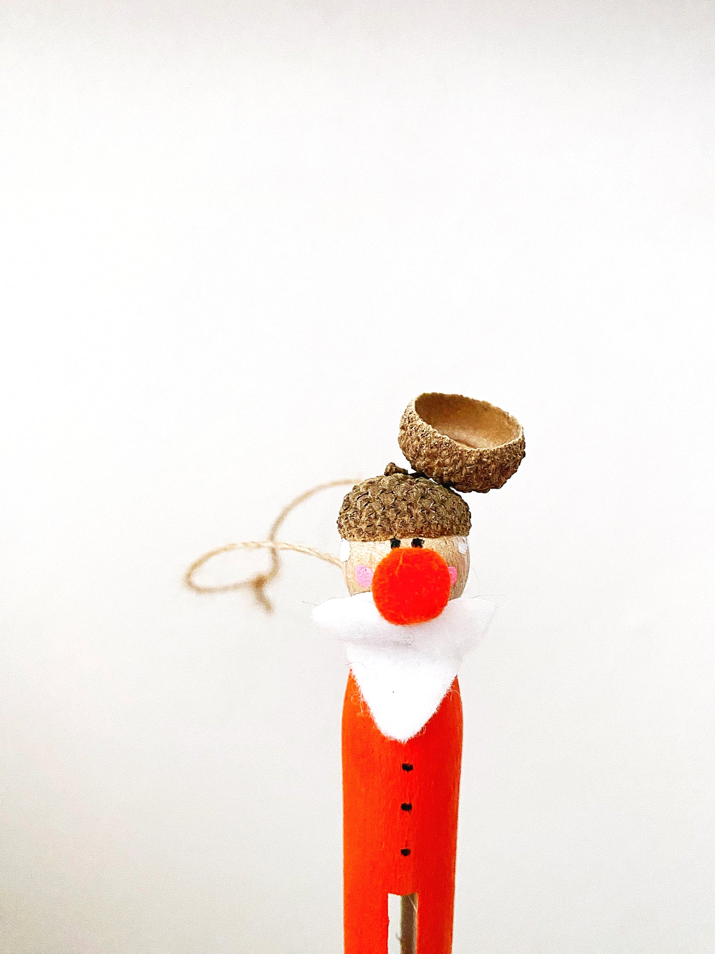 Santa Christmas tree decoration. Hand-painted wooden peg doll keepsake gift.
