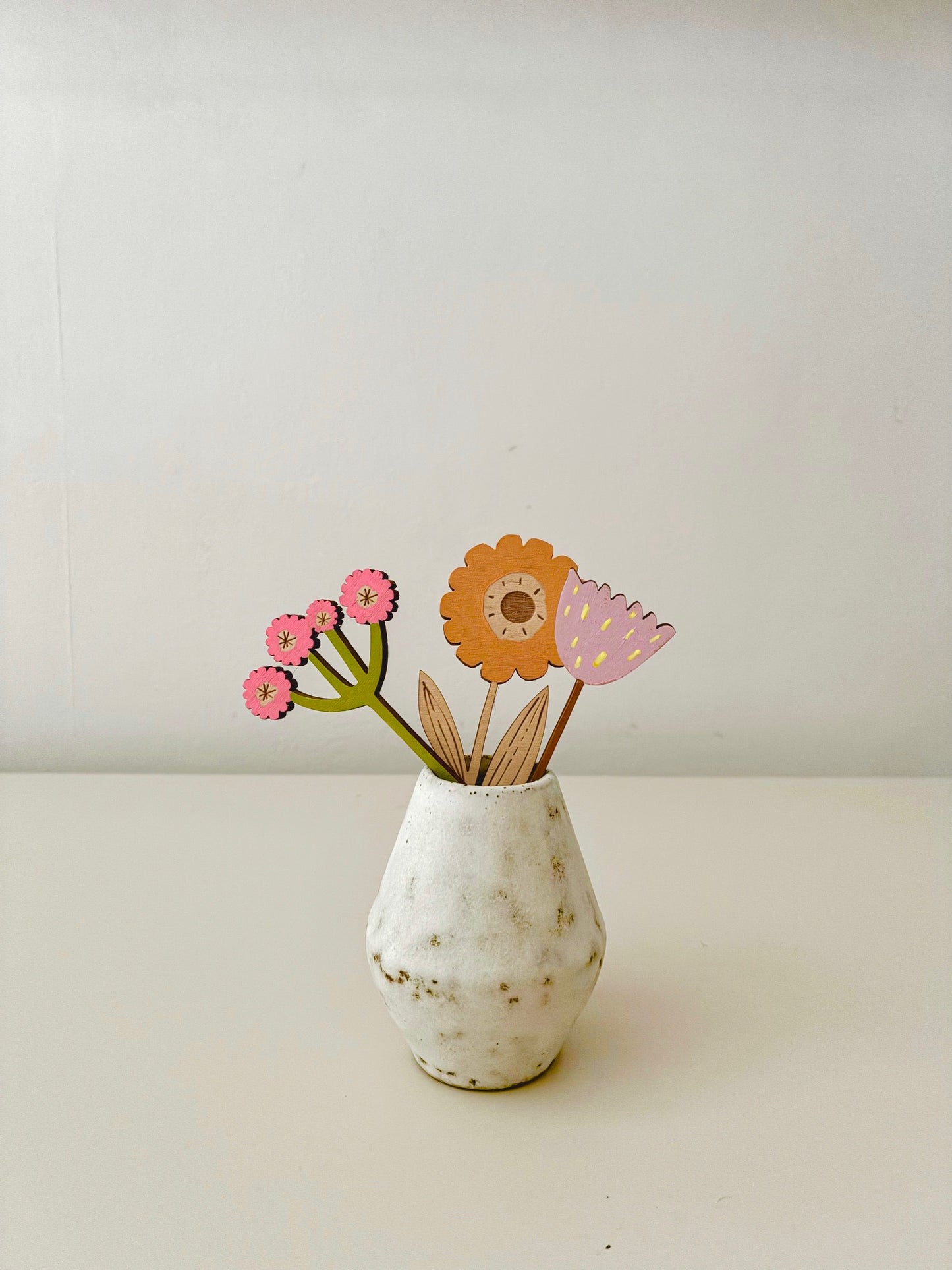 Hand-painted floral wooden spring bouquet