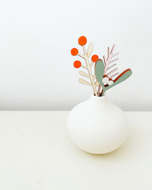 Mini wooden hand-painted christmas foliage stems