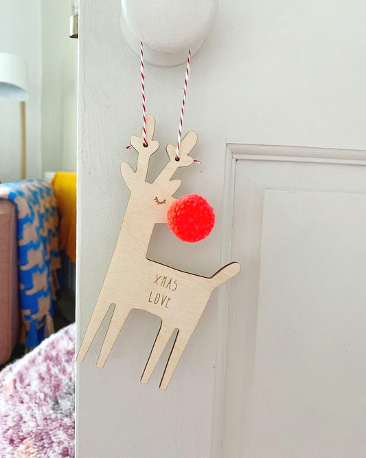 Wooden reindeer Christmas keepsake decoration