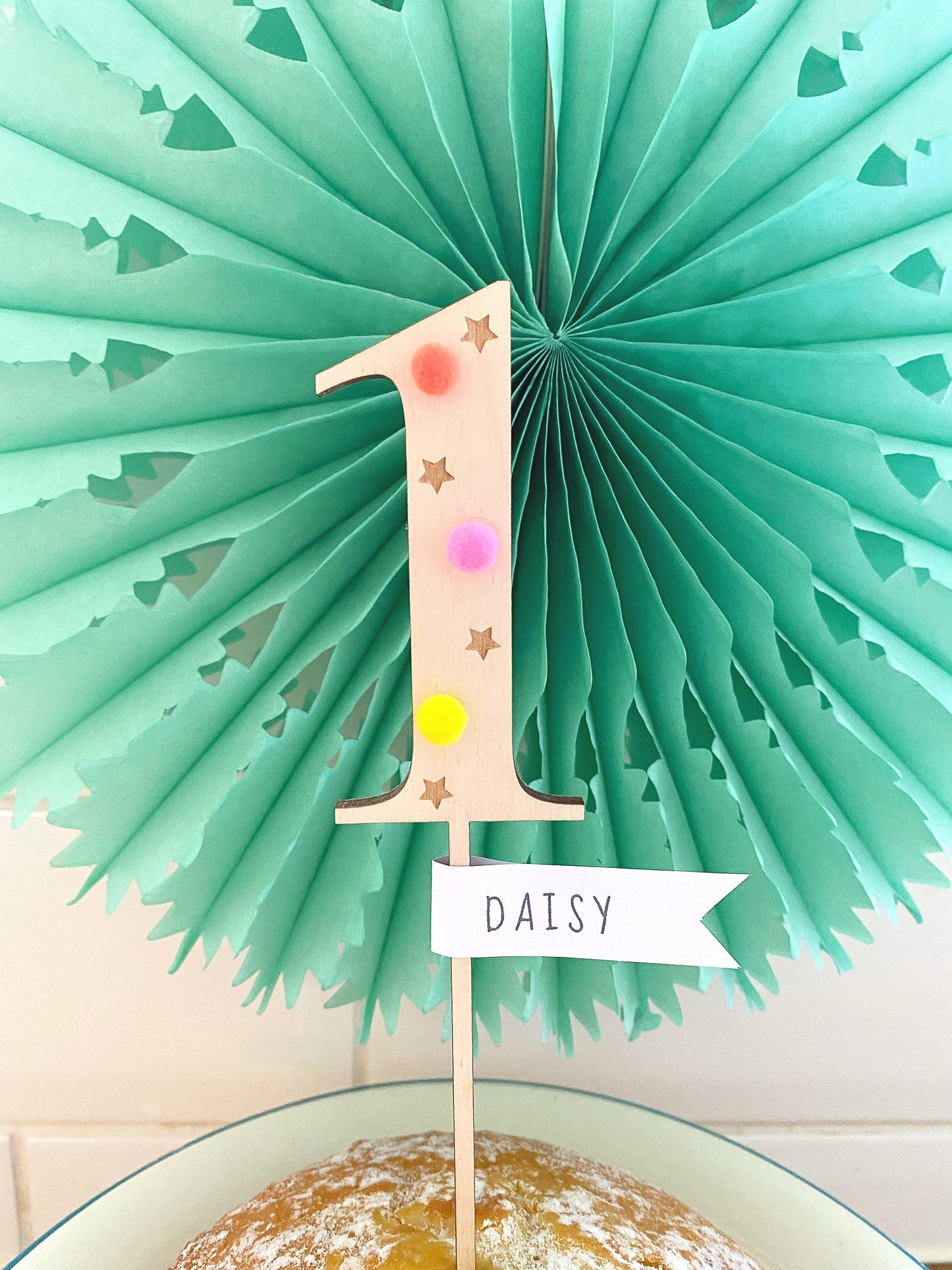 Wooden First Birthday cake topper