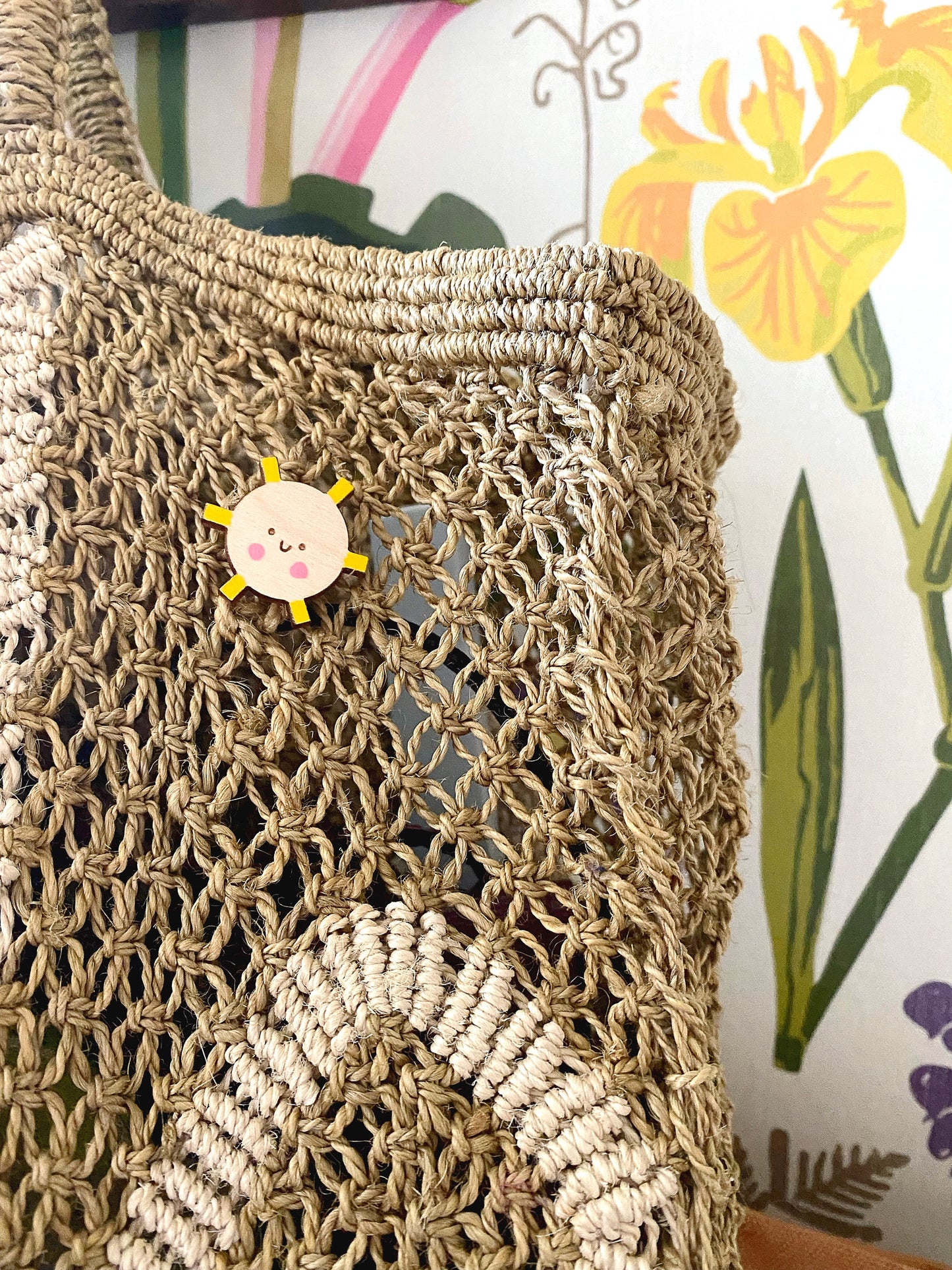 Smiley sunshine pin badge