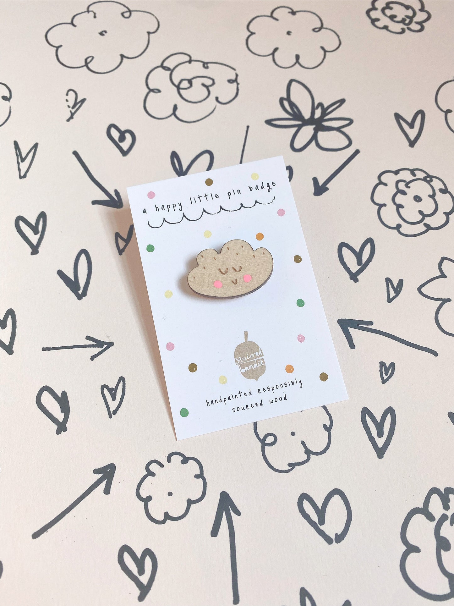 Smiley cloud pin badge