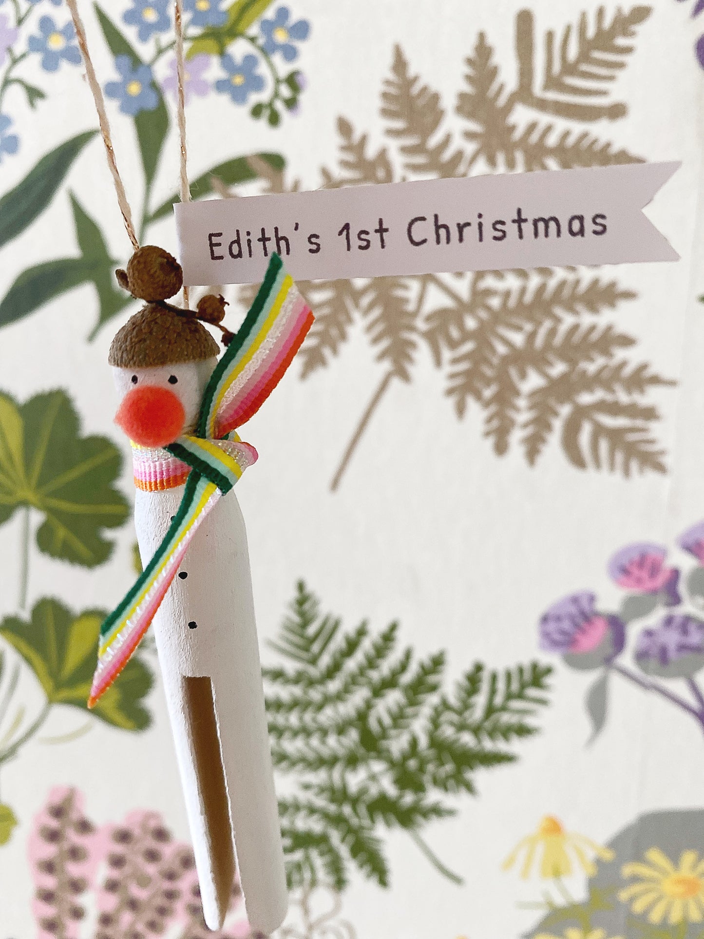 Hand-painted wooden snowman peg christmas decoration