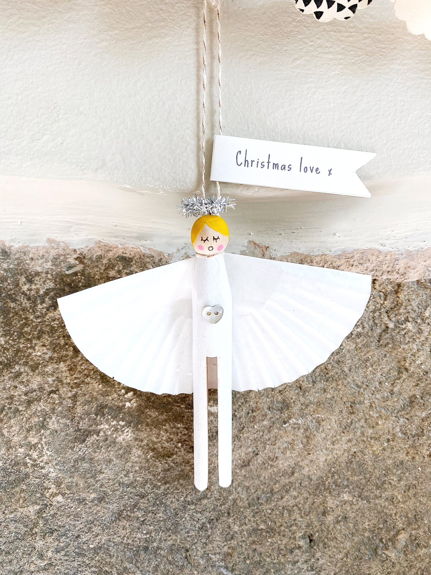 Handpainted angel wooden christmas dolly peg decoration