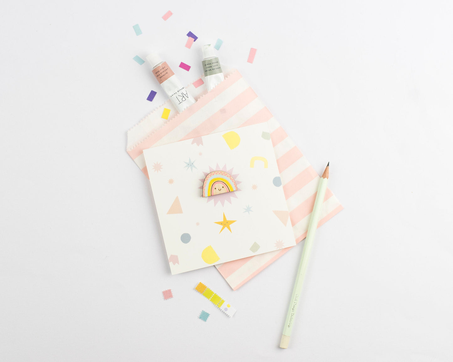 Rainbow wooden pin badge