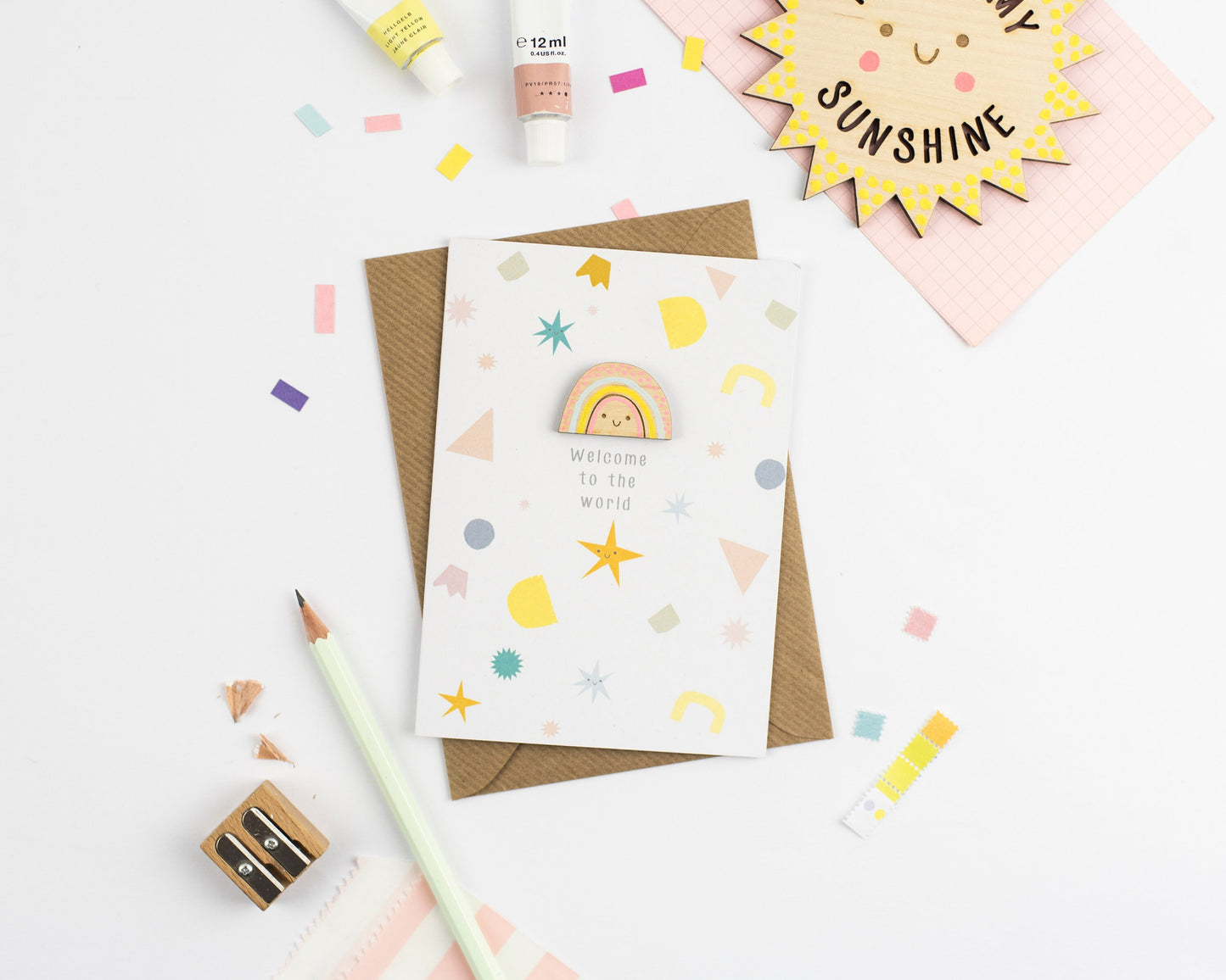 New baby rainbow greeting card