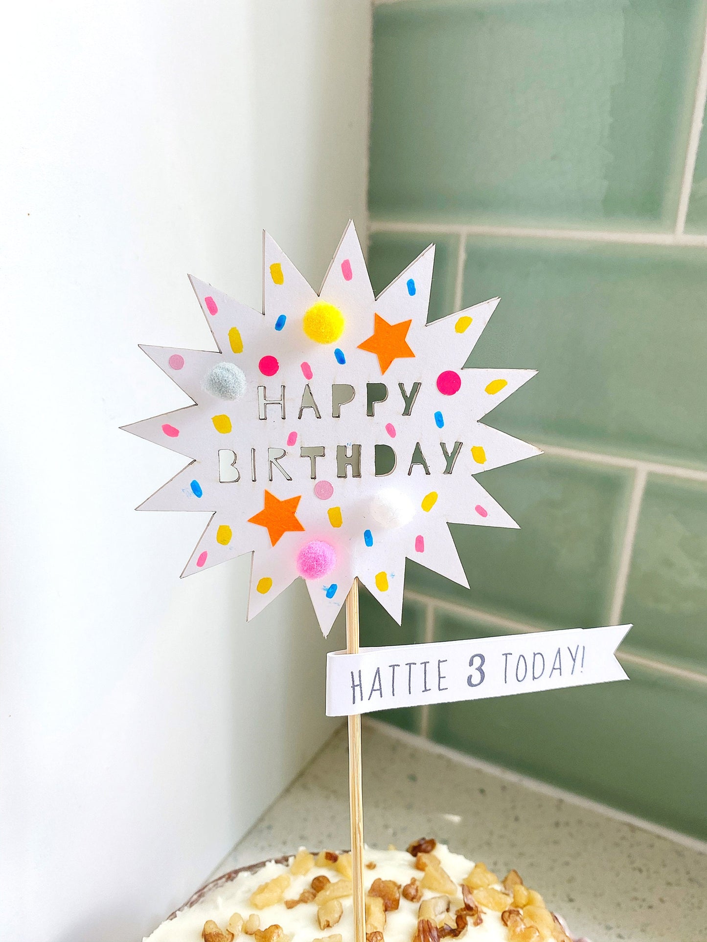 Happy Birthday star cake topper