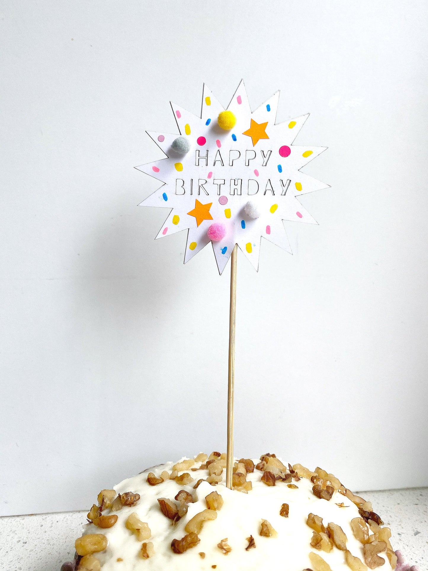 Happy Birthday star cake topper