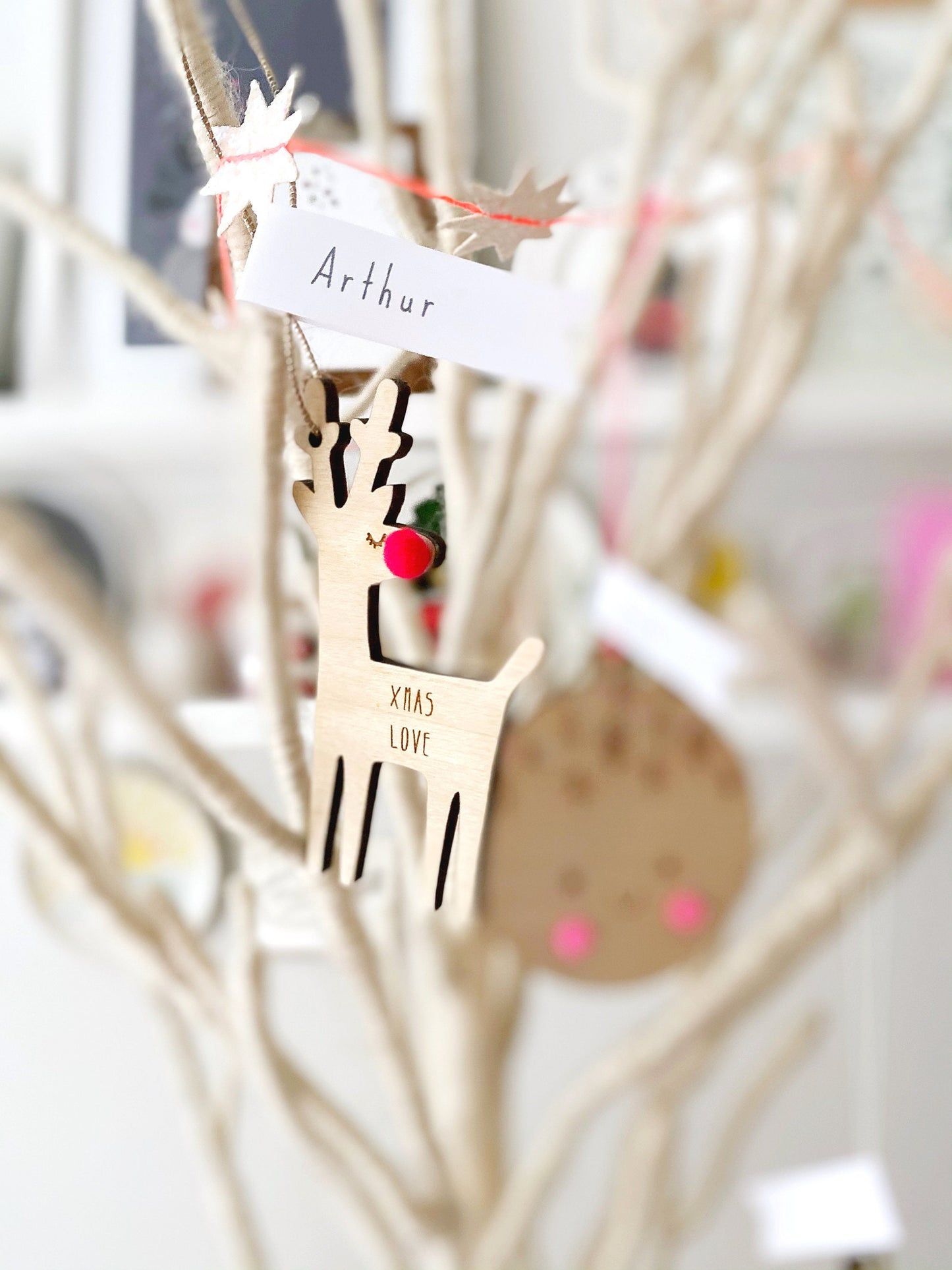 Wooden Christmas reindeer keepsake decoration