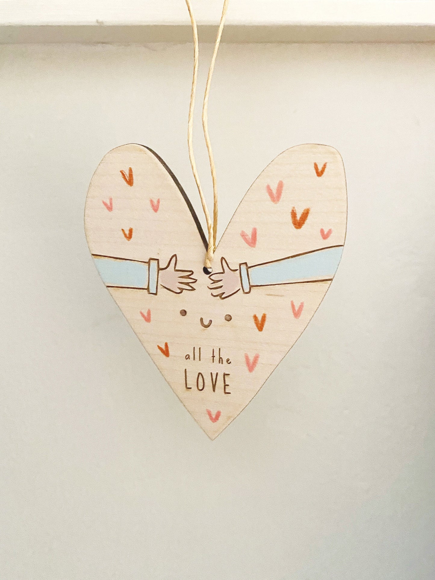 Wooden hug heart keepsake decoration