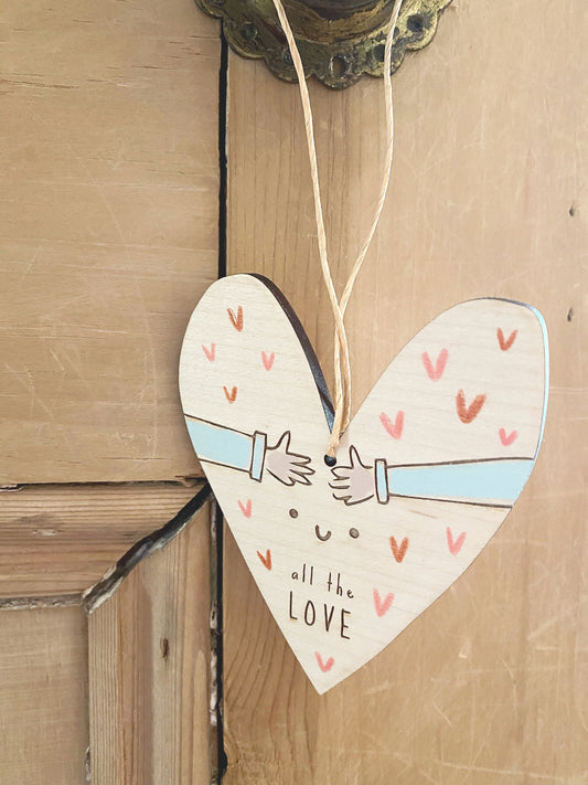 Wooden hug heart keepsake decoration