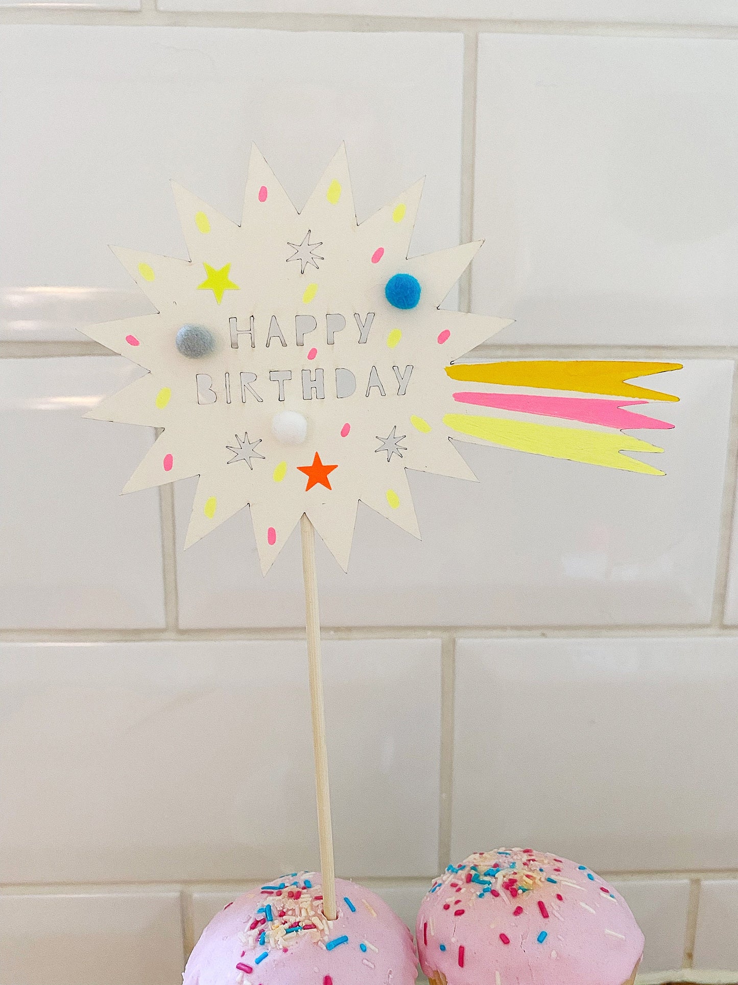 Happy Birthday comet cake topper