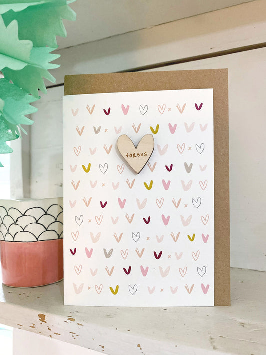 Forevs wooden heart greeting card