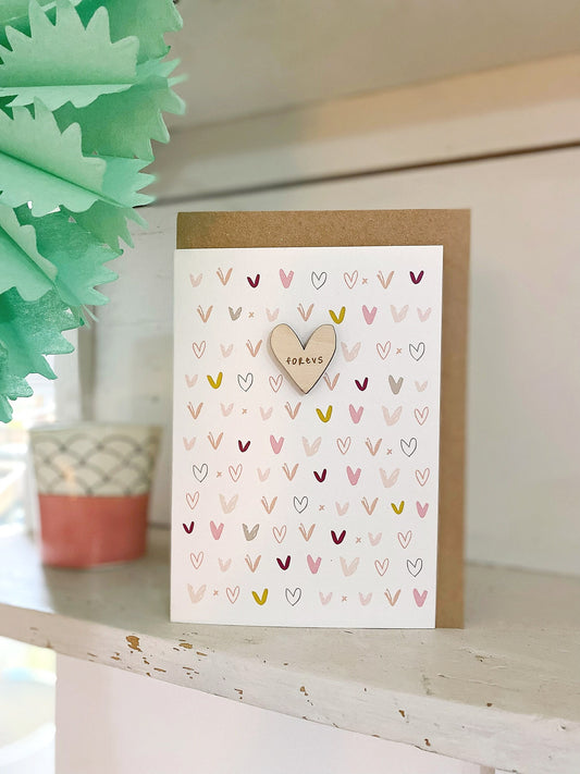 Forevs wooden heart greeting card