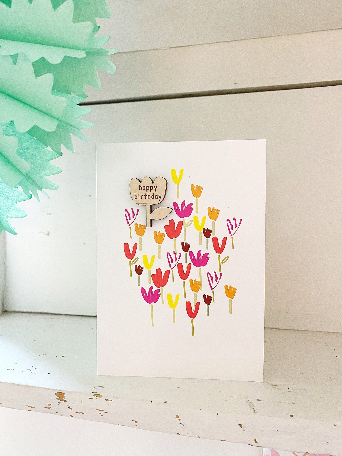 Happy Birthday pretty floral handfinished greeting card