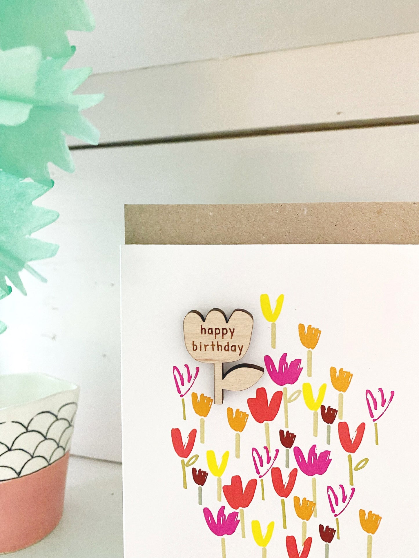 Happy Birthday pretty floral handfinished greeting card