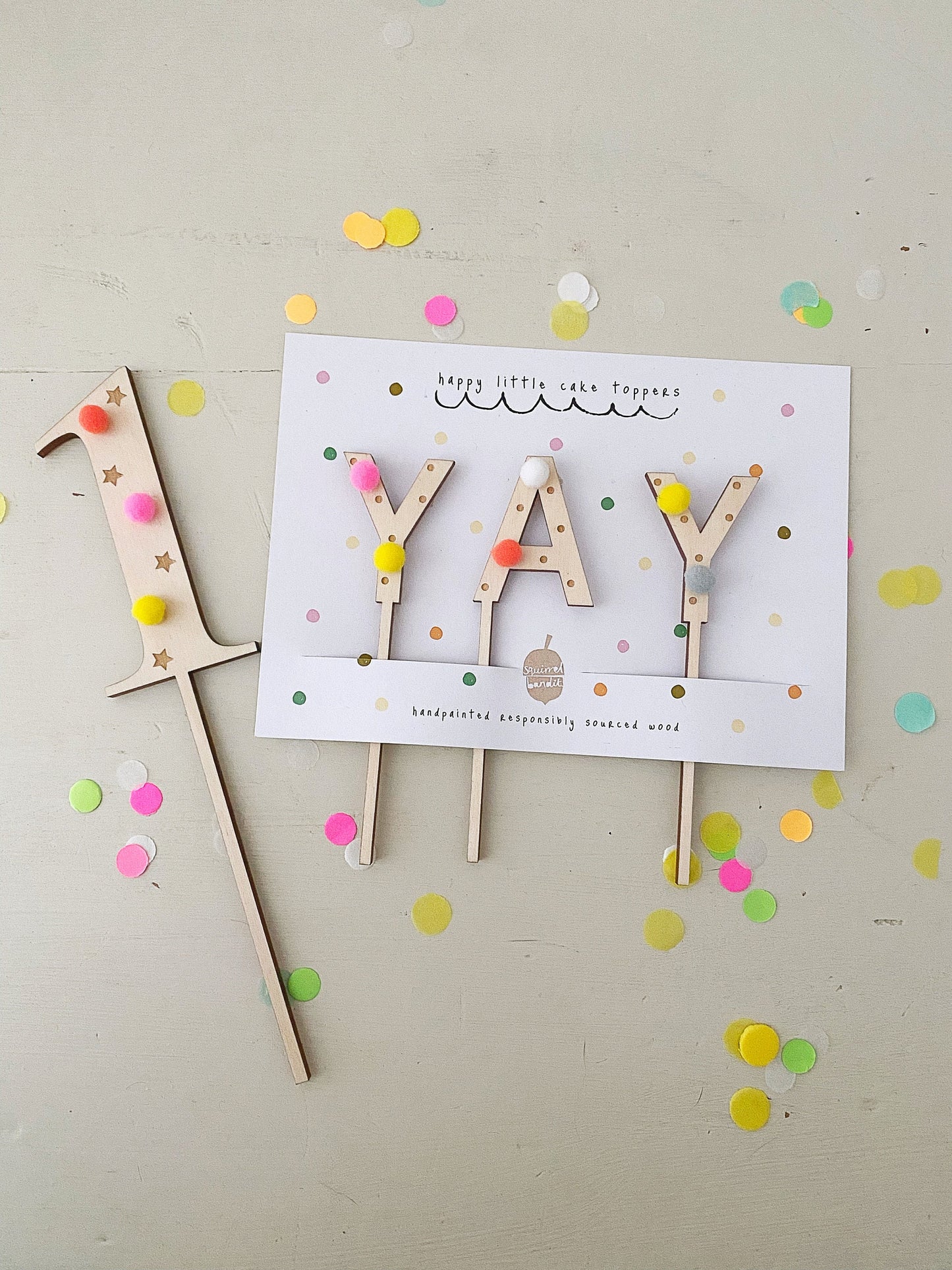 Wooden First Birthday cake topper