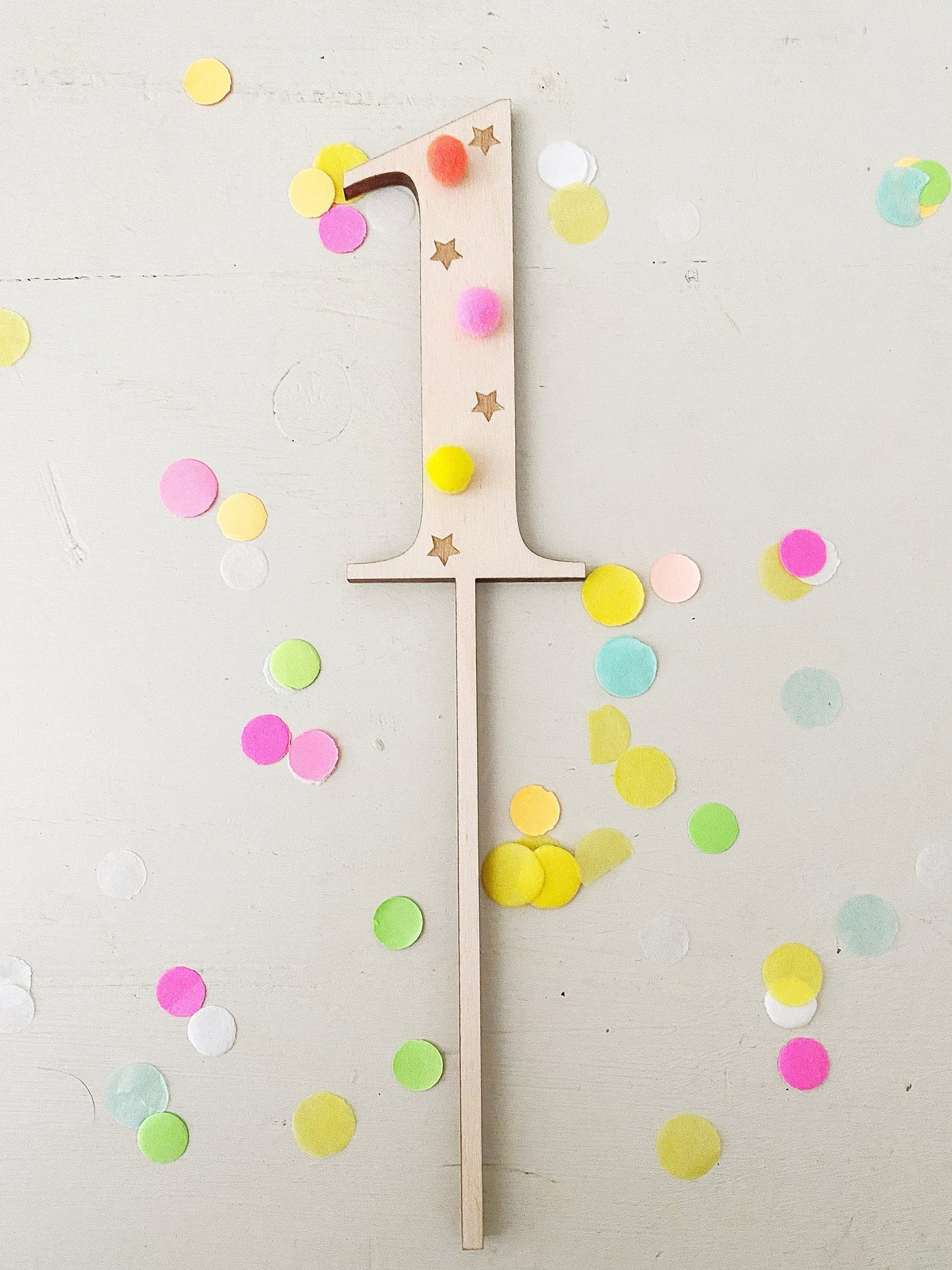 Wooden First Birthday cake topper