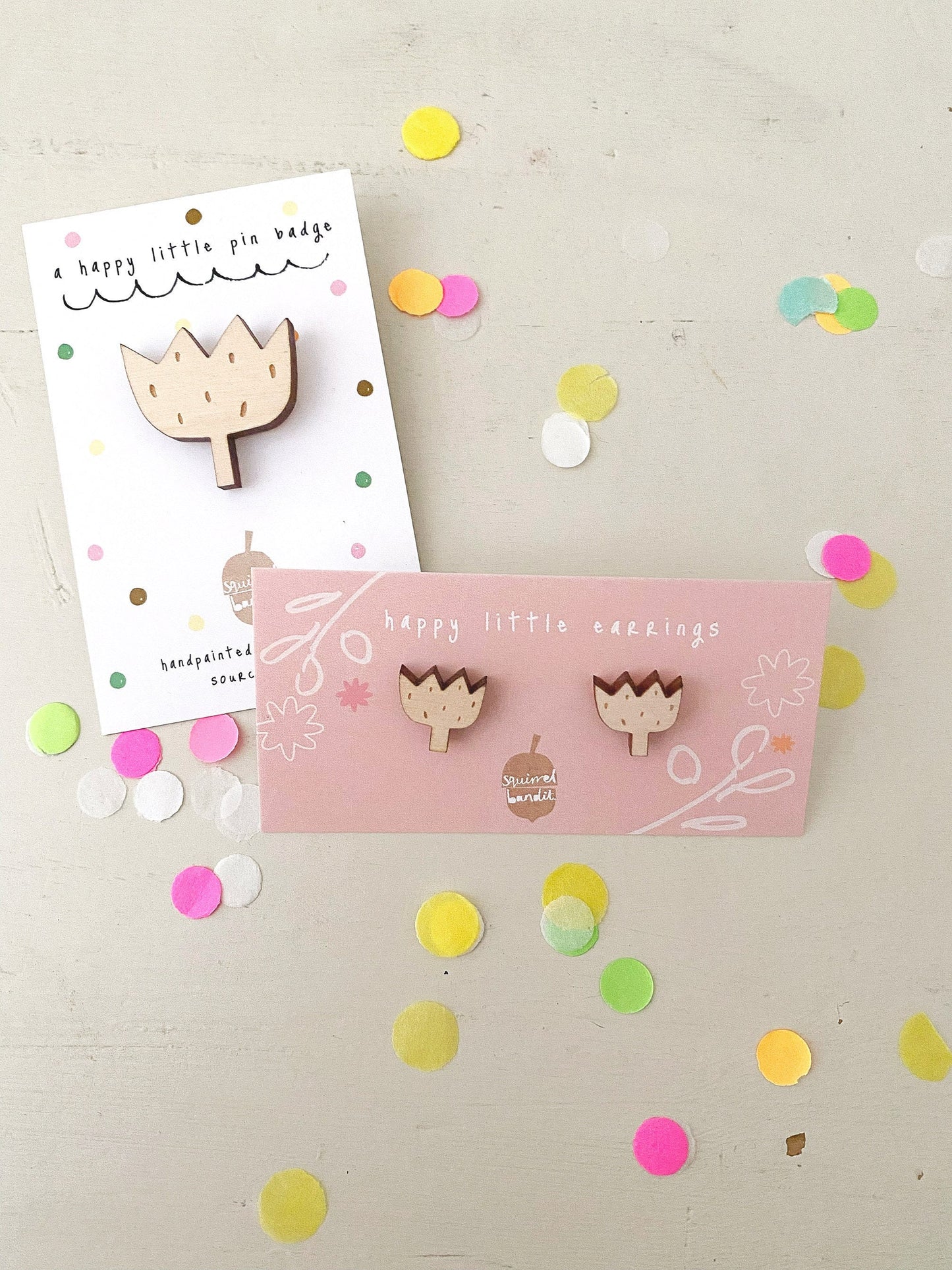 Mini wooden tulip earrings