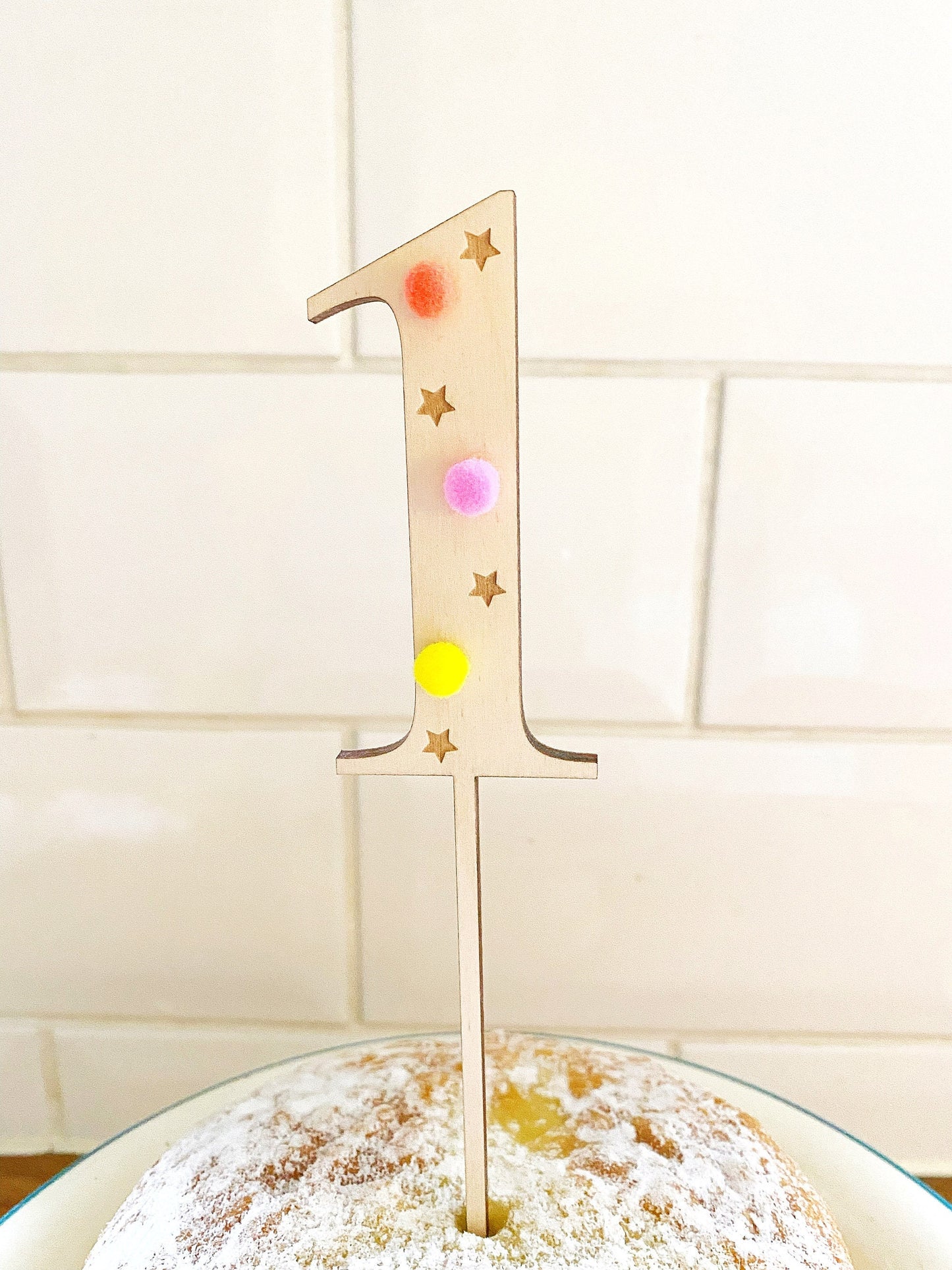 Wooden First Birthday cake topper